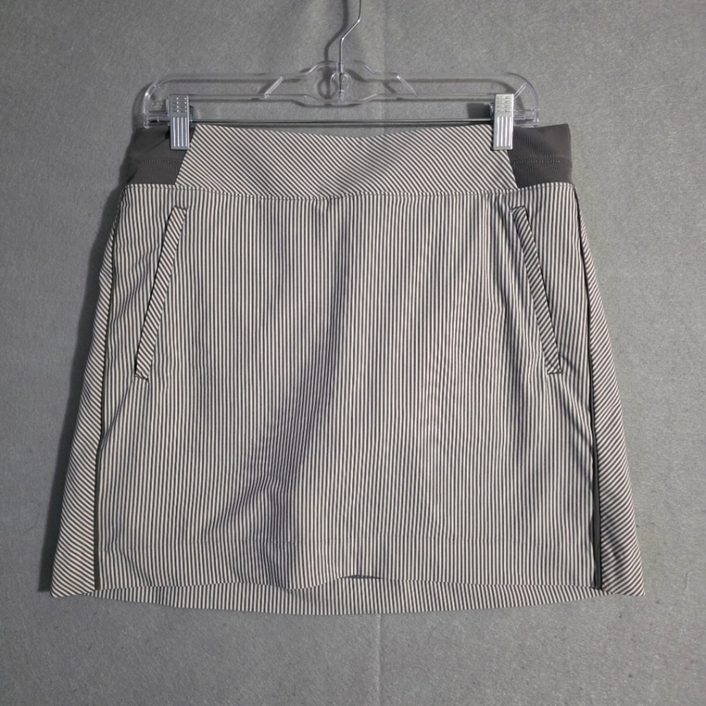 Athleta Womens Brooklyn Textured 16" Skort Gray White Striped 988134 Size 10